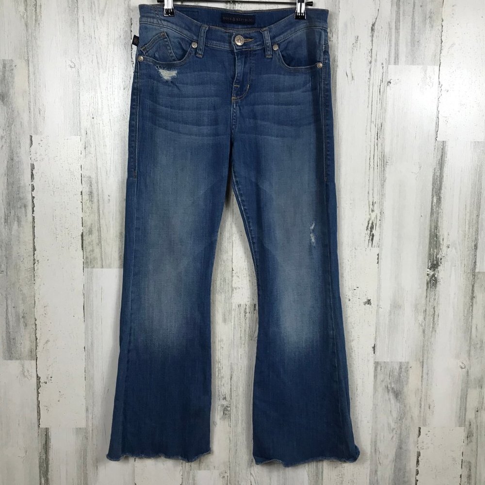 Rock & Republic Karli jeans DIY cutoff raw hem size 8 dark wash grunge